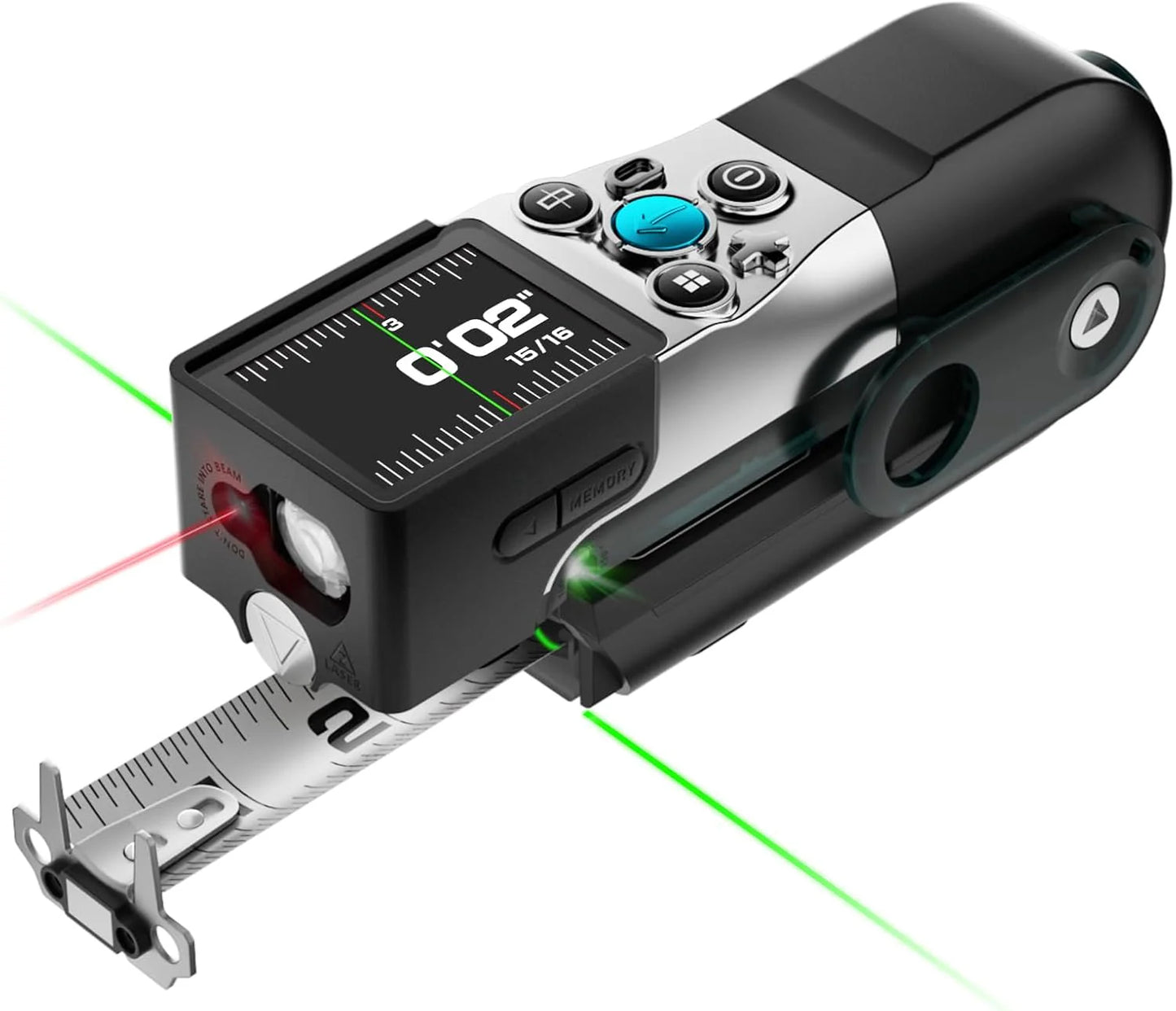 Digital Tape Measure, Professional 330Ft Laser Measuring Tool & 12Ft Measuring Tape with Green Laser Extension, Instant Digital Readout, P2P, App Sync, Replaceable Blades Module