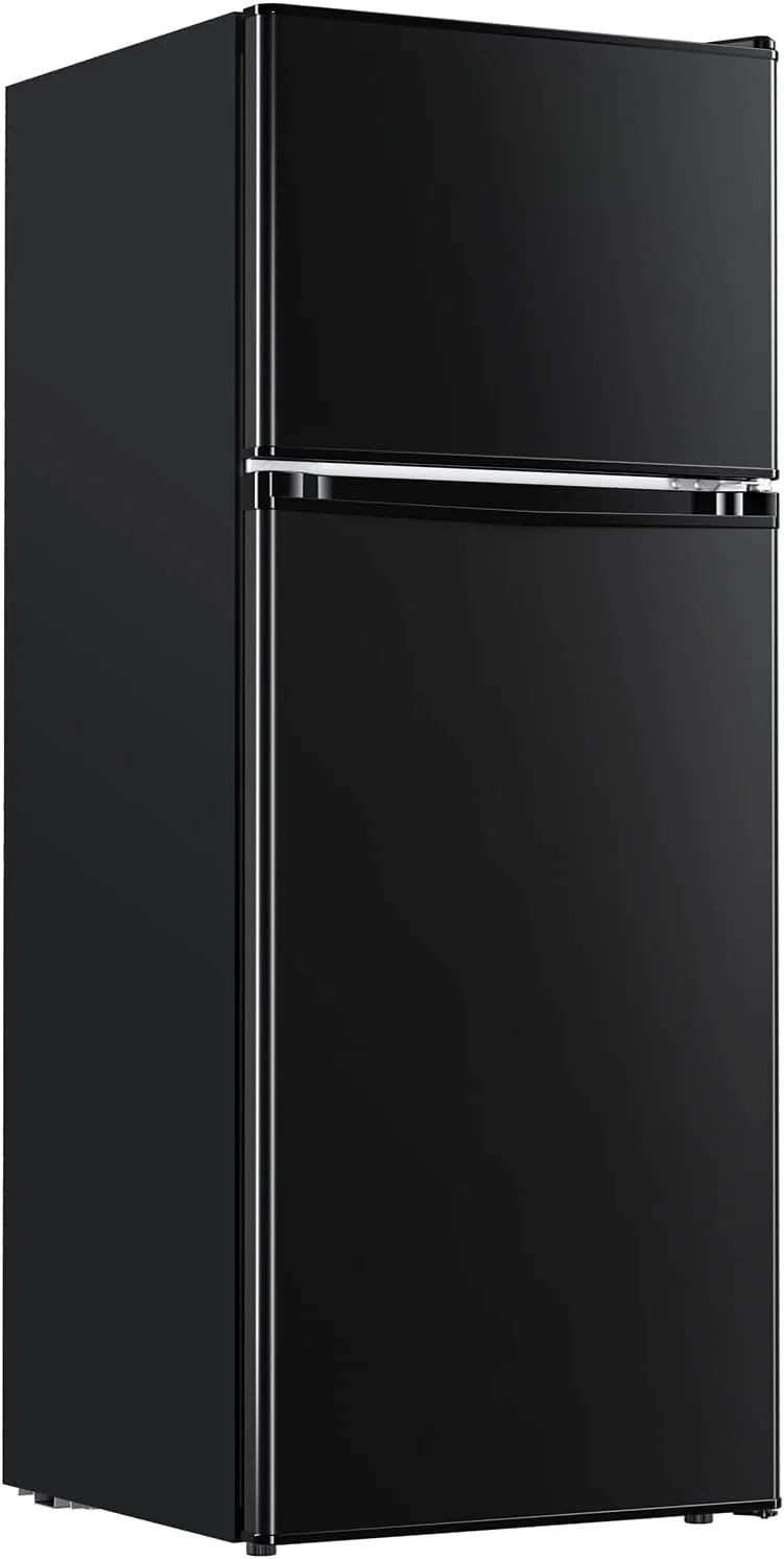 4.0 Cu.Ft Mini Fridge with Freezer �� Double Door Compact Refrigerator for Dorm, Office, Bedroom �� Adjustable Thermostat, Black