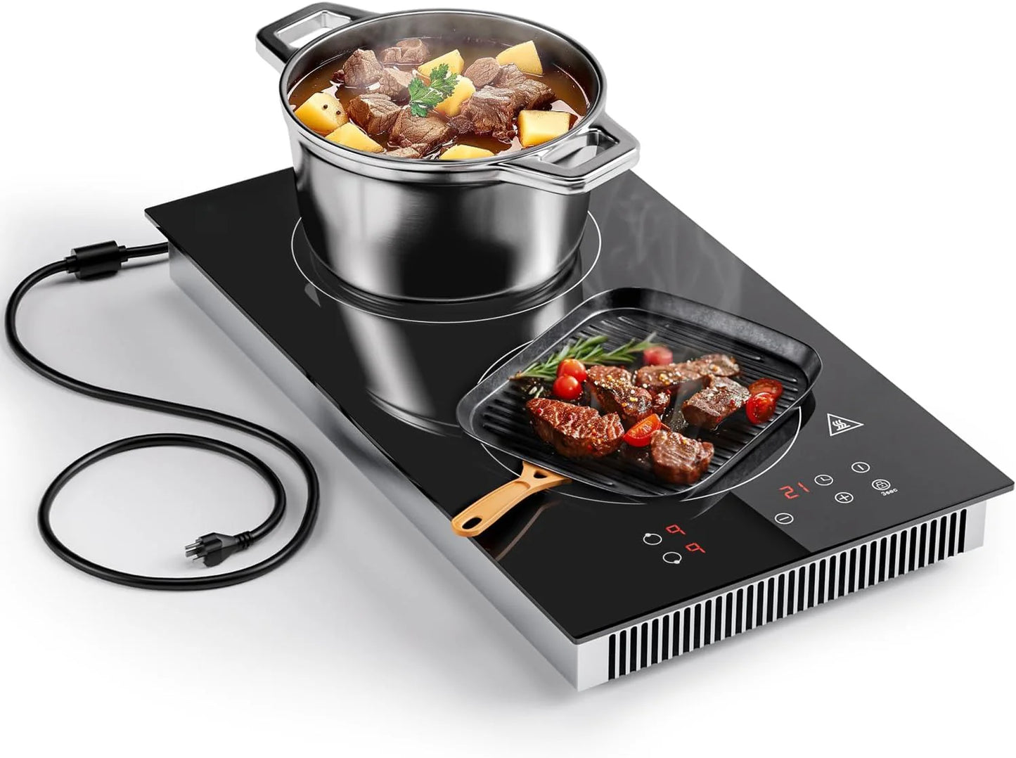 Induction Cooktop 2 Burners, 12 Inch Bulit-in & Countertop Induction Stove with Plug 110V-120V, 9 Power Levels Electric Stove 1800W, Child Lock, Timer, Touch Control for Fast Cooking