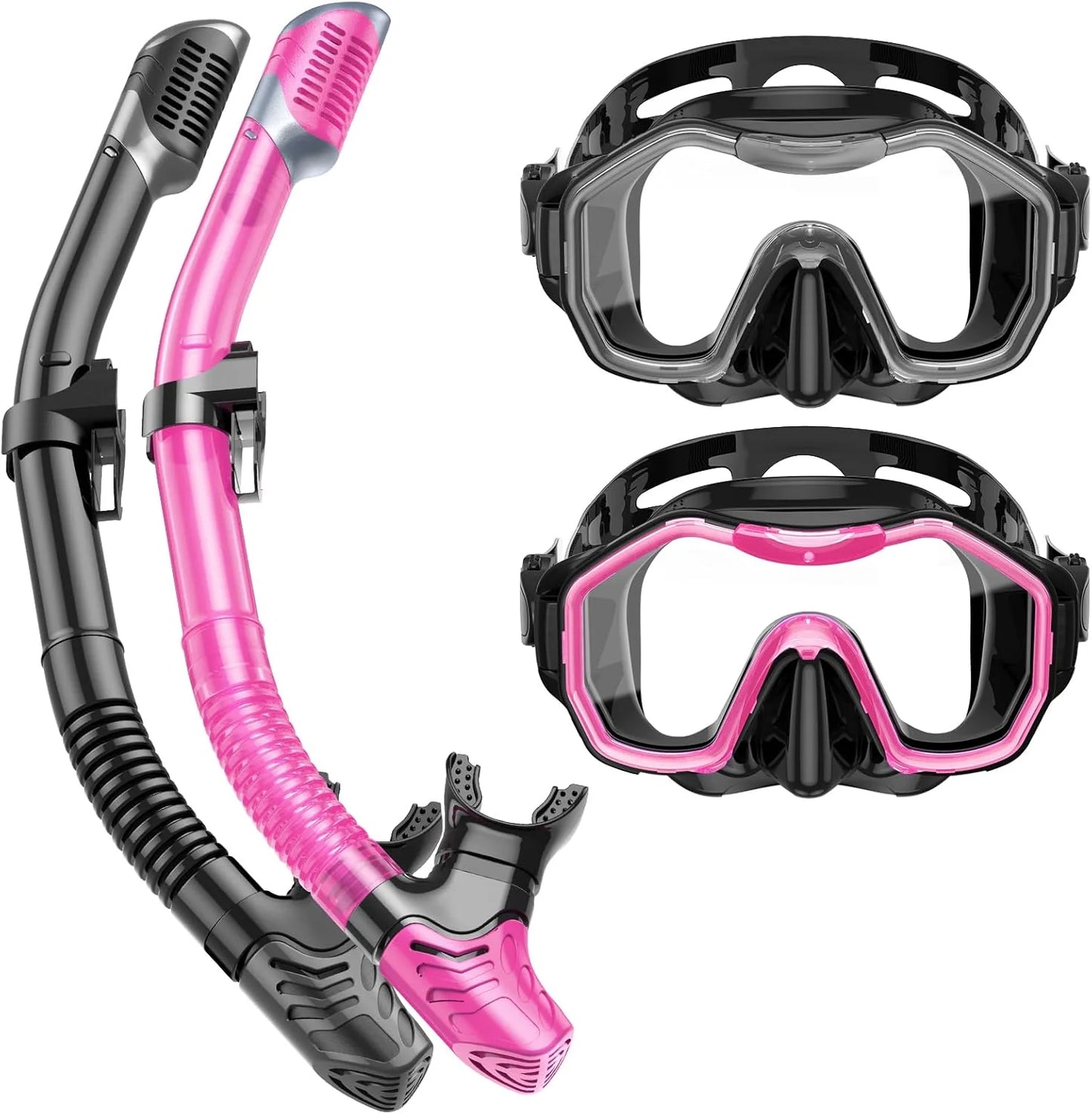 Snorkeling Gear for Adults, Dry-Top Snorkel Set, 180掳Panoramic Wide View Diving Mask Breathing Freely Snorkel Mask for Snorkeling Scuba Diving Swimming Travel