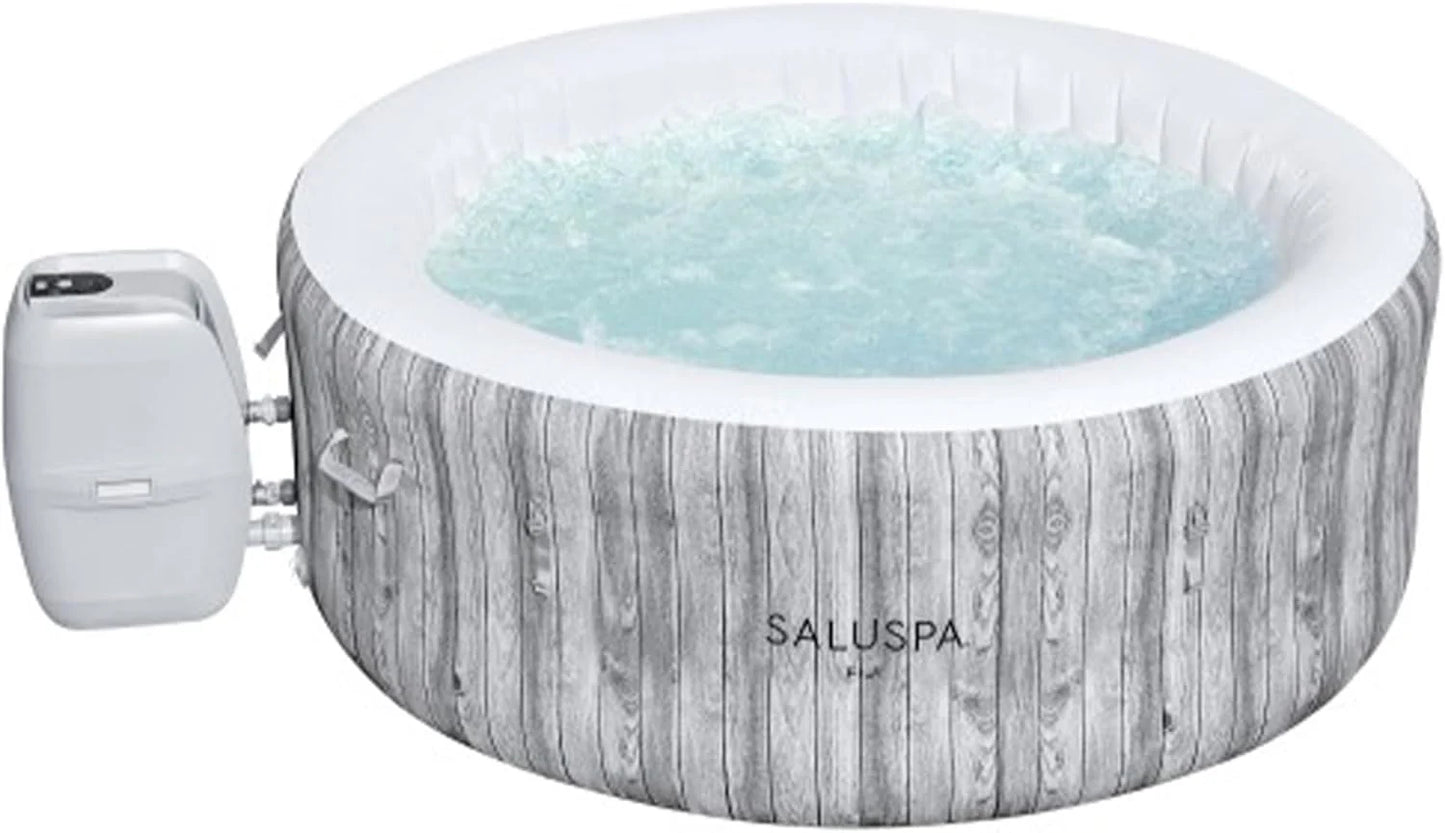 Large Round 2 to 4 Person Inflatable Hot Tub Portable Outdoor Spa with 120 AirJets and EnergySense Cover, Grey