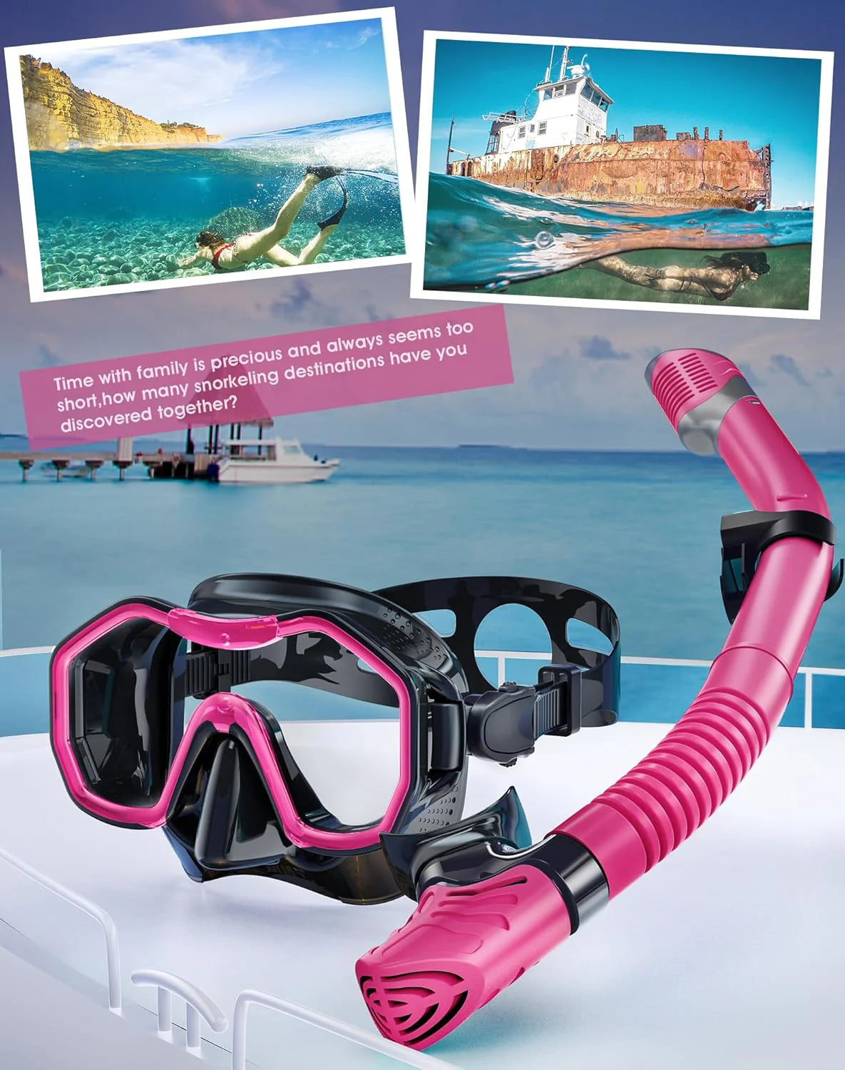 Snorkeling Gear for Adults, Dry-Top Snorkel Set, 180掳Panoramic Wide View Diving Mask Breathing Freely Snorkel Mask for Snorkeling Scuba Diving Swimming Travel