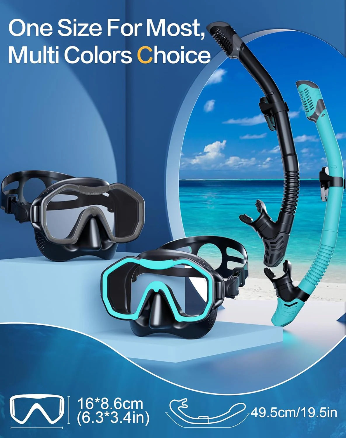 Snorkeling Gear for Adults, Dry-Top Snorkel Set, 180掳Panoramic Wide View Diving Mask Breathing Freely Snorkel Mask for Snorkeling Scuba Diving Swimming Travel