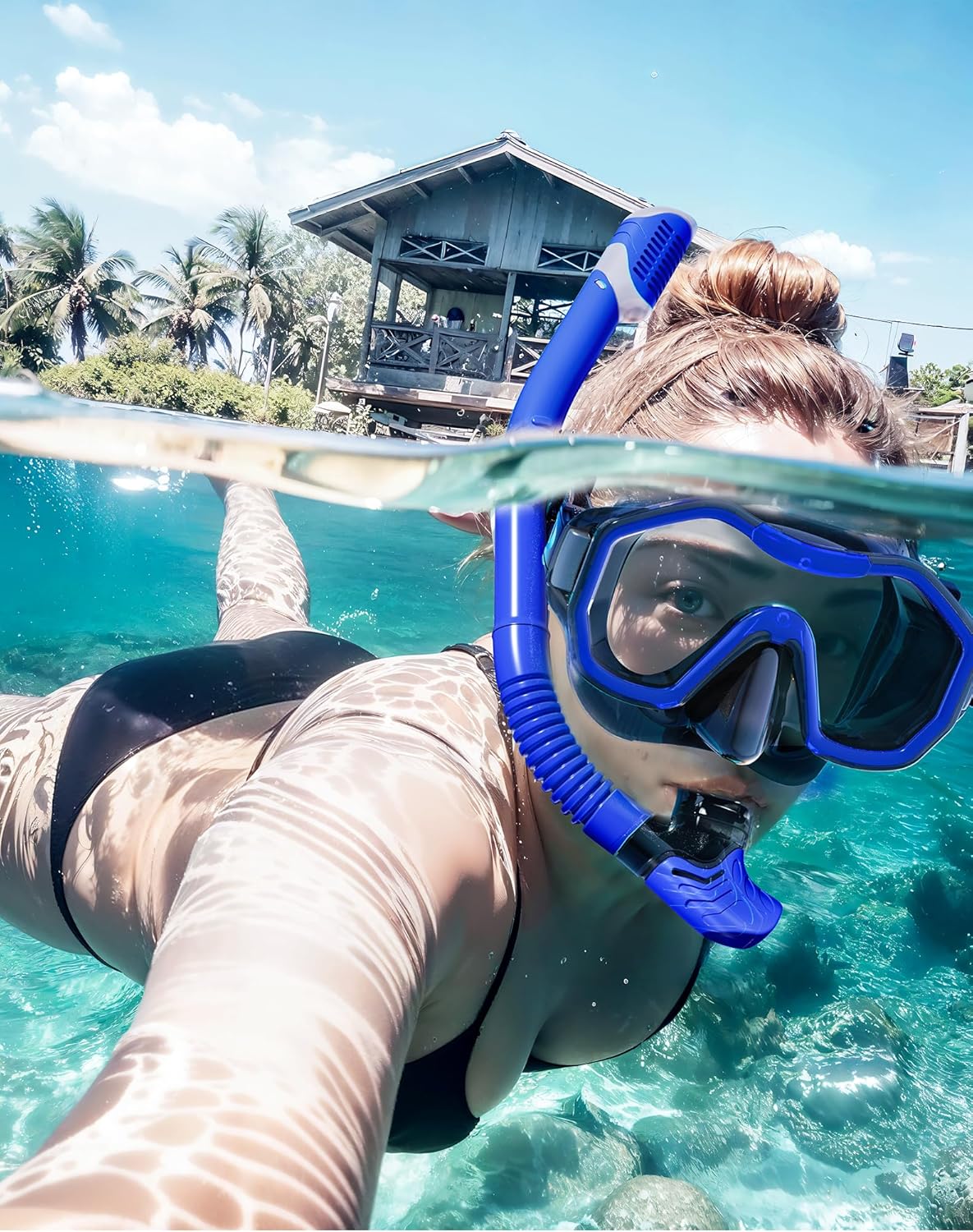 Snorkeling Gear for Adults, Dry-Top Snorkel Set, 180掳Panoramic Wide View Diving Mask Breathing Freely Snorkel Mask for Snorkeling Scuba Diving Swimming Travel