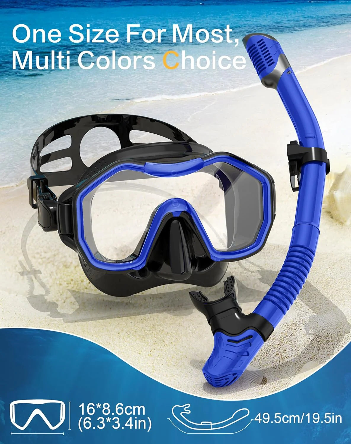 Snorkeling Gear for Adults, Dry-Top Snorkel Set, 180掳Panoramic Wide View Diving Mask Breathing Freely Snorkel Mask for Snorkeling Scuba Diving Swimming Travel