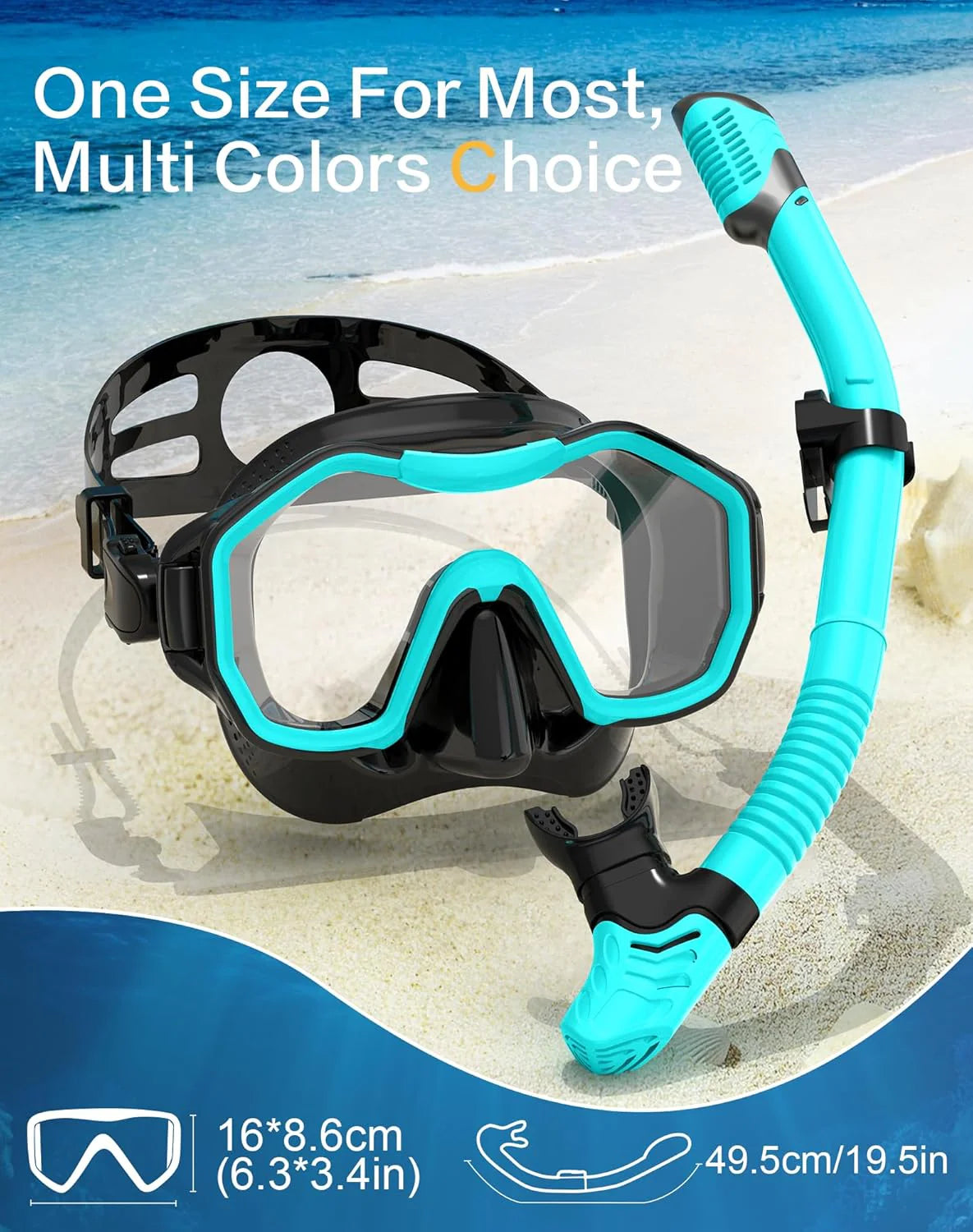 Snorkeling Gear for Adults, Dry-Top Snorkel Set, 180掳Panoramic Wide View Diving Mask Breathing Freely Snorkel Mask for Snorkeling Scuba Diving Swimming Travel