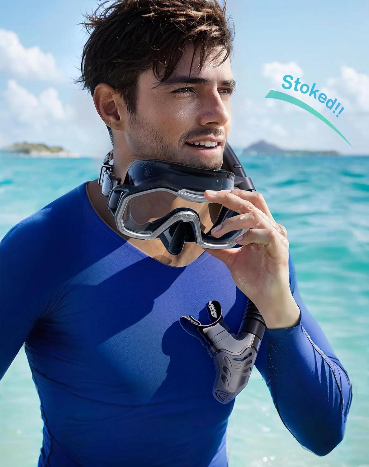 Snorkeling Gear for Adults, Dry-Top Snorkel Set, 180掳Panoramic Wide View Diving Mask Breathing Freely Snorkel Mask for Snorkeling Scuba Diving Swimming Travel