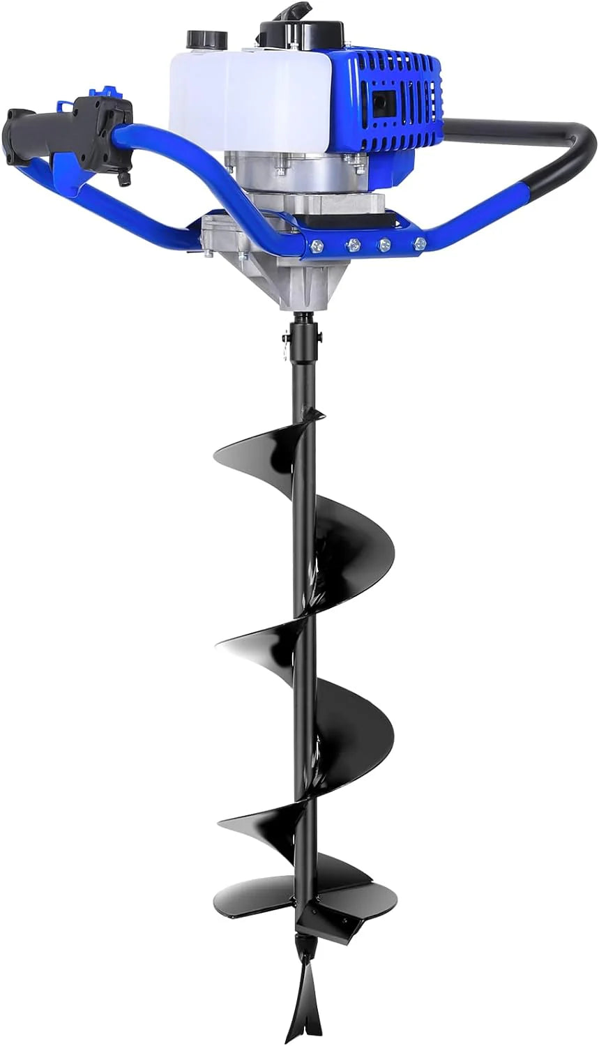 Post Hole Digger Gas Powered, 52cc 2.4 HP 2 Stroke Engine Earth Auger with 8quot; Drill Bit, EPA Compliant Post Hole Auger
