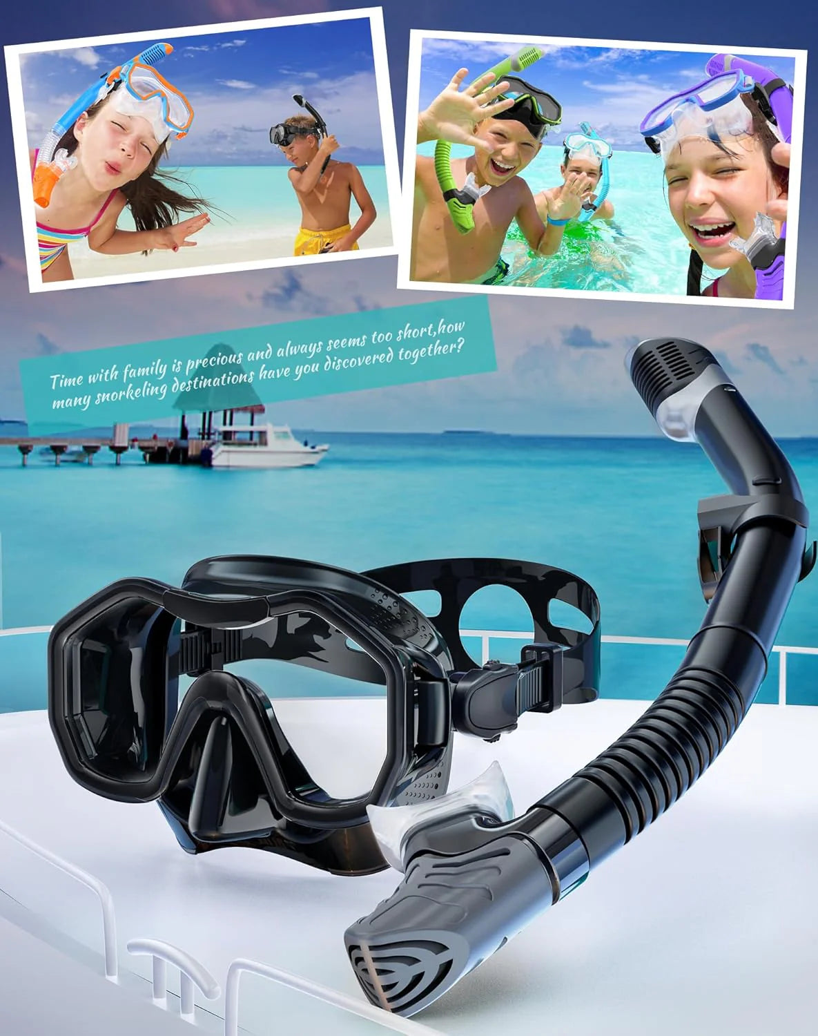 Snorkeling Gear for Adults, Dry-Top Snorkel Set, 180掳Panoramic Wide View Diving Mask Breathing Freely Snorkel Mask for Snorkeling Scuba Diving Swimming Travel