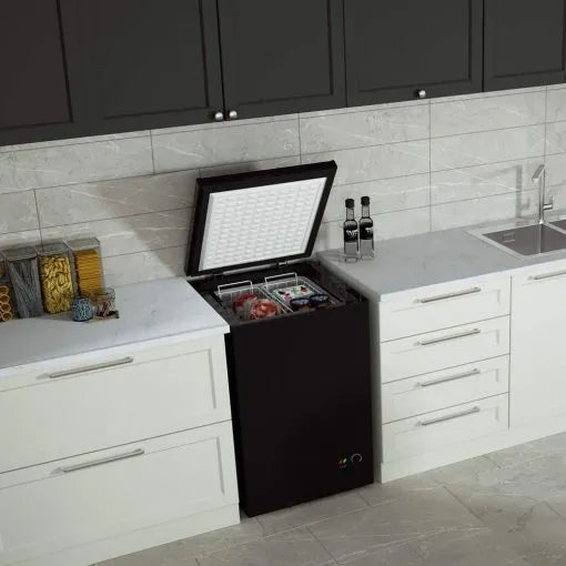3.5 Cu Ft with 2 Removable Baskets �� Reach In Freezer Chest �� Quiet Compact Freezer �� 7 Temperature Settings �� Black
