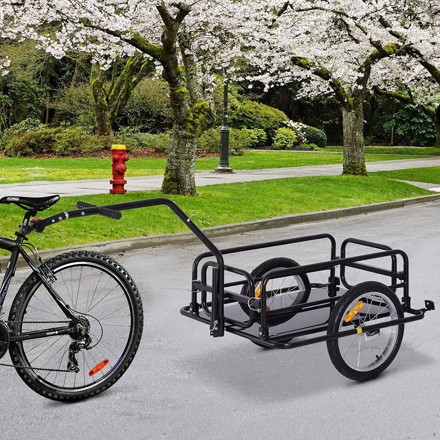 Foldable Bike Cargo Trailer, 80lbs Capacity, 16�测�� Wheels, Black, with Hitch