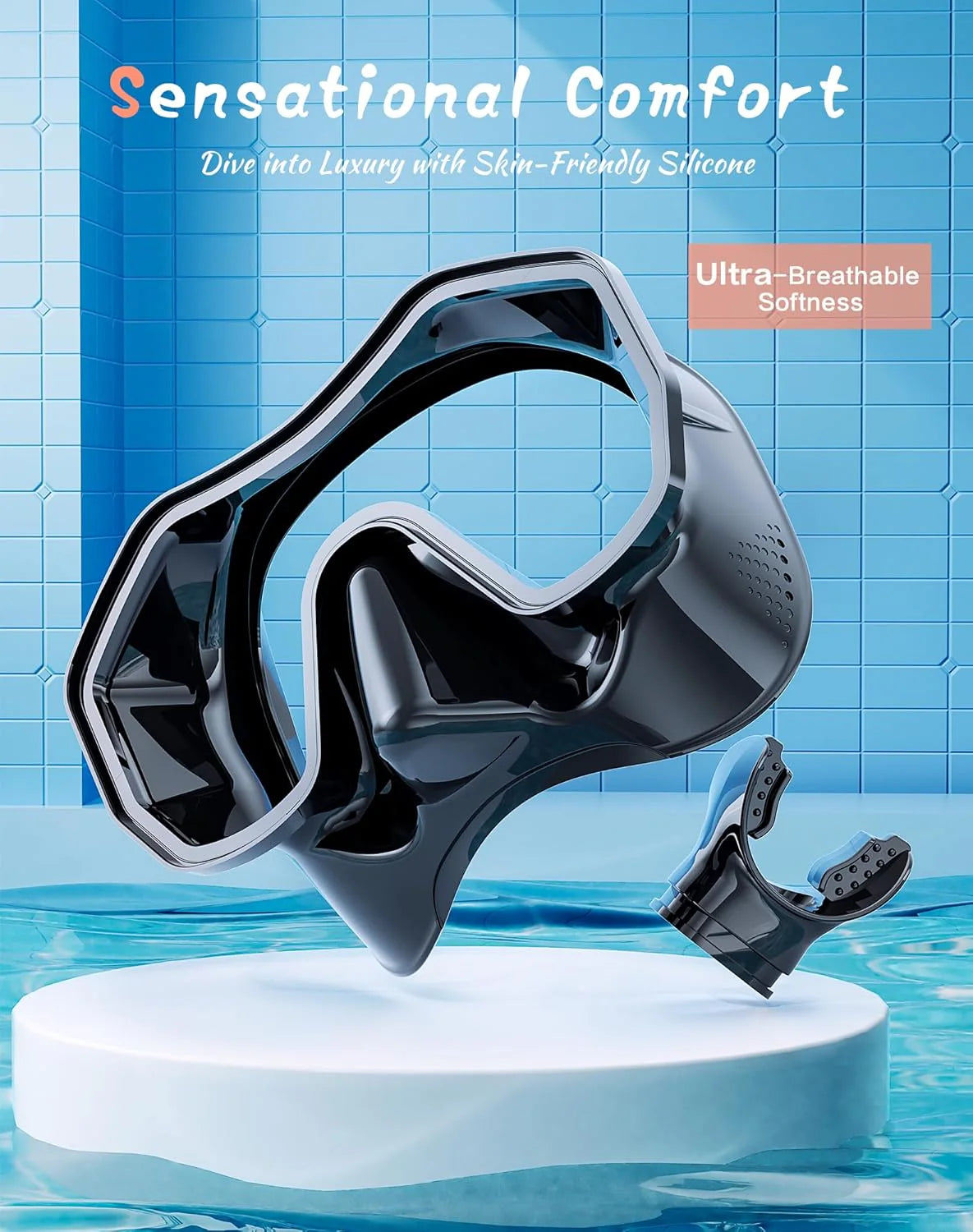 Snorkeling Gear for Adults, Dry-Top Snorkel Set, 180掳Panoramic Wide View Diving Mask Breathing Freely Snorkel Mask for Snorkeling Scuba Diving Swimming Travel